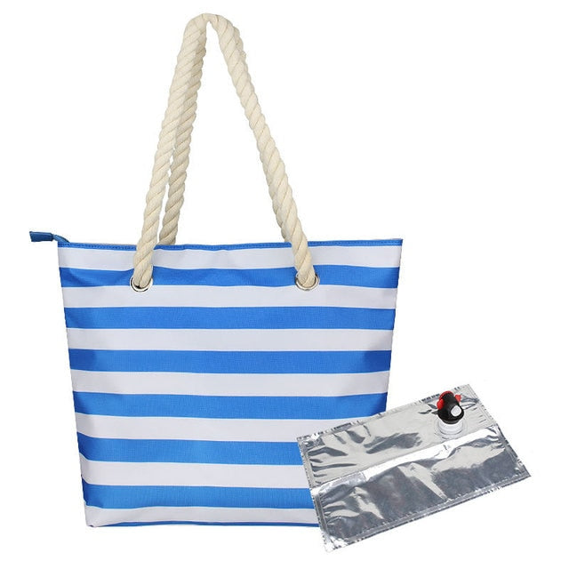 Portable Beach and BoatTote Bag with Hidden Insulated Wine Dispenser!